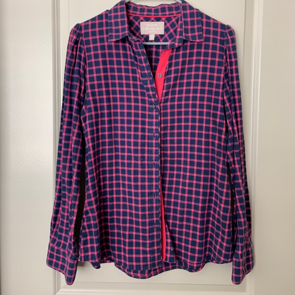 Plaid soft wash shirt in pink/purple